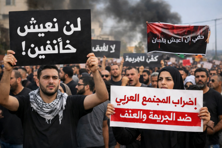 إضراب المجتمع العربي ضد الجريمة والعنف